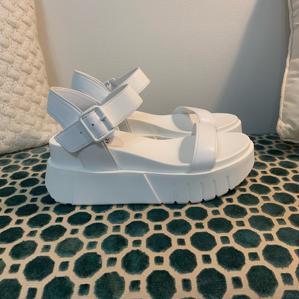 White Steve Madden Platform Sandals